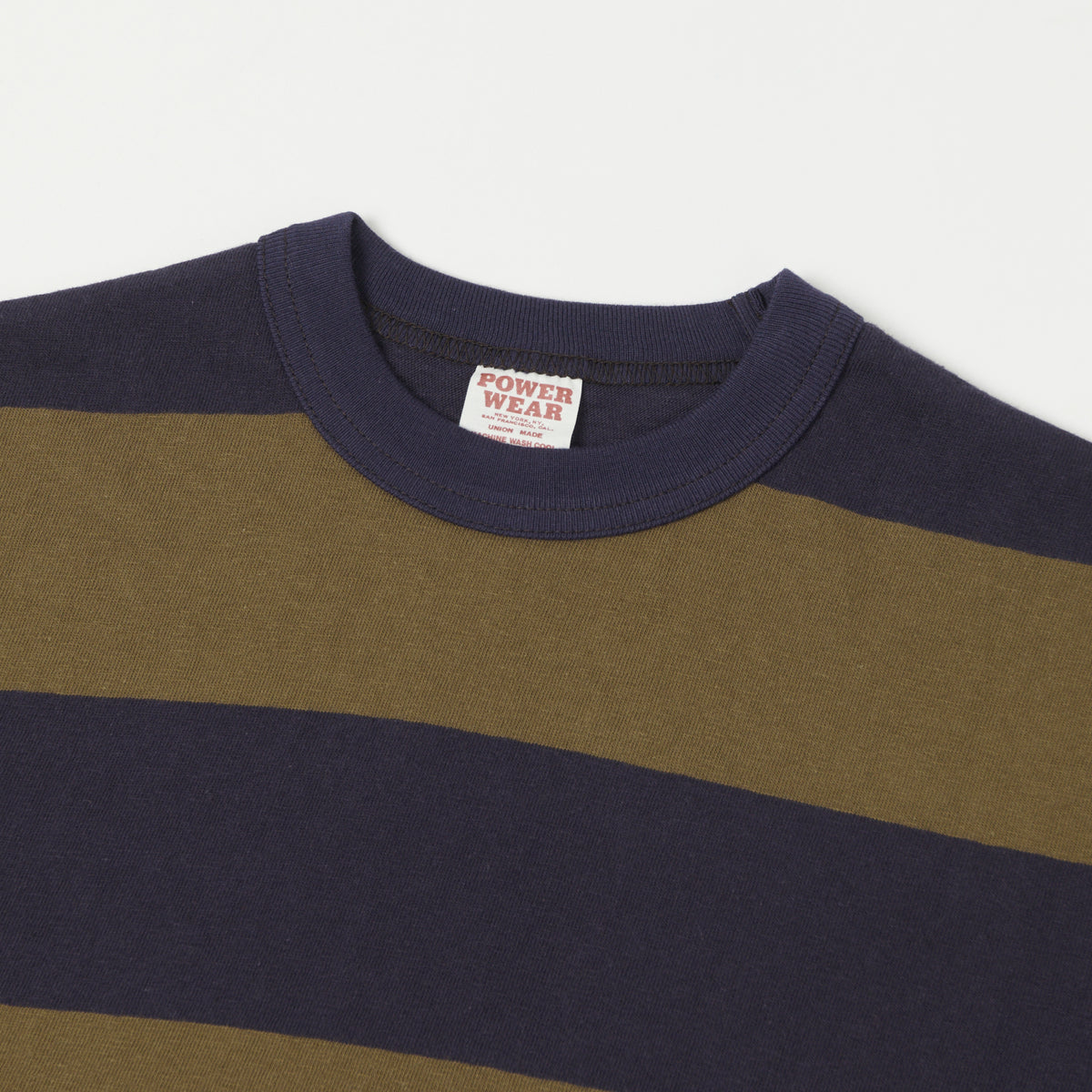 Freewheelers & Co Power Wear Horizontal Stripe Set-In Long Sleeve Tee - Navy/Khaki
