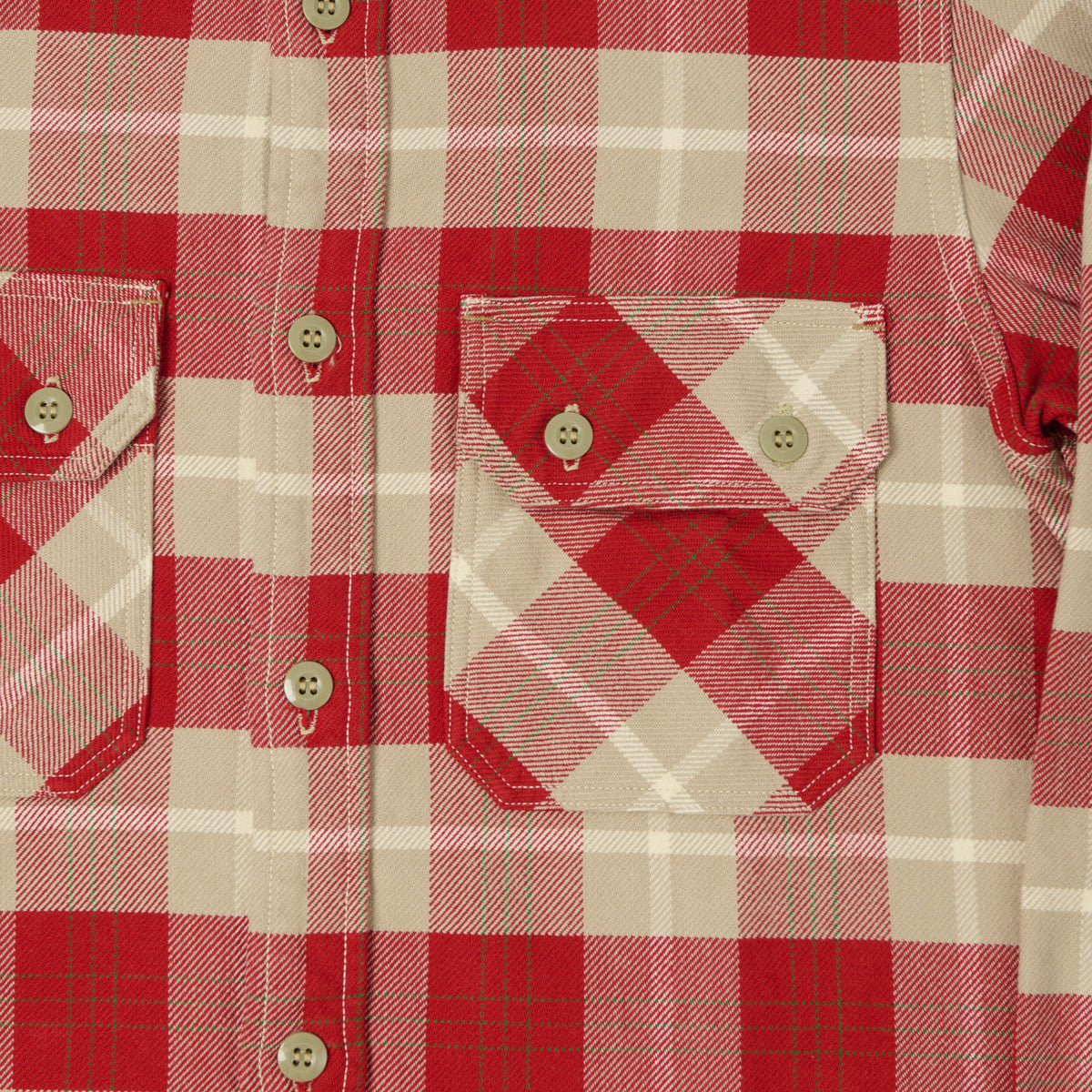 Freewheelers & Co Motor Psyclone 'Nomad' Plaid Work Shirt - Orange Red/Grey