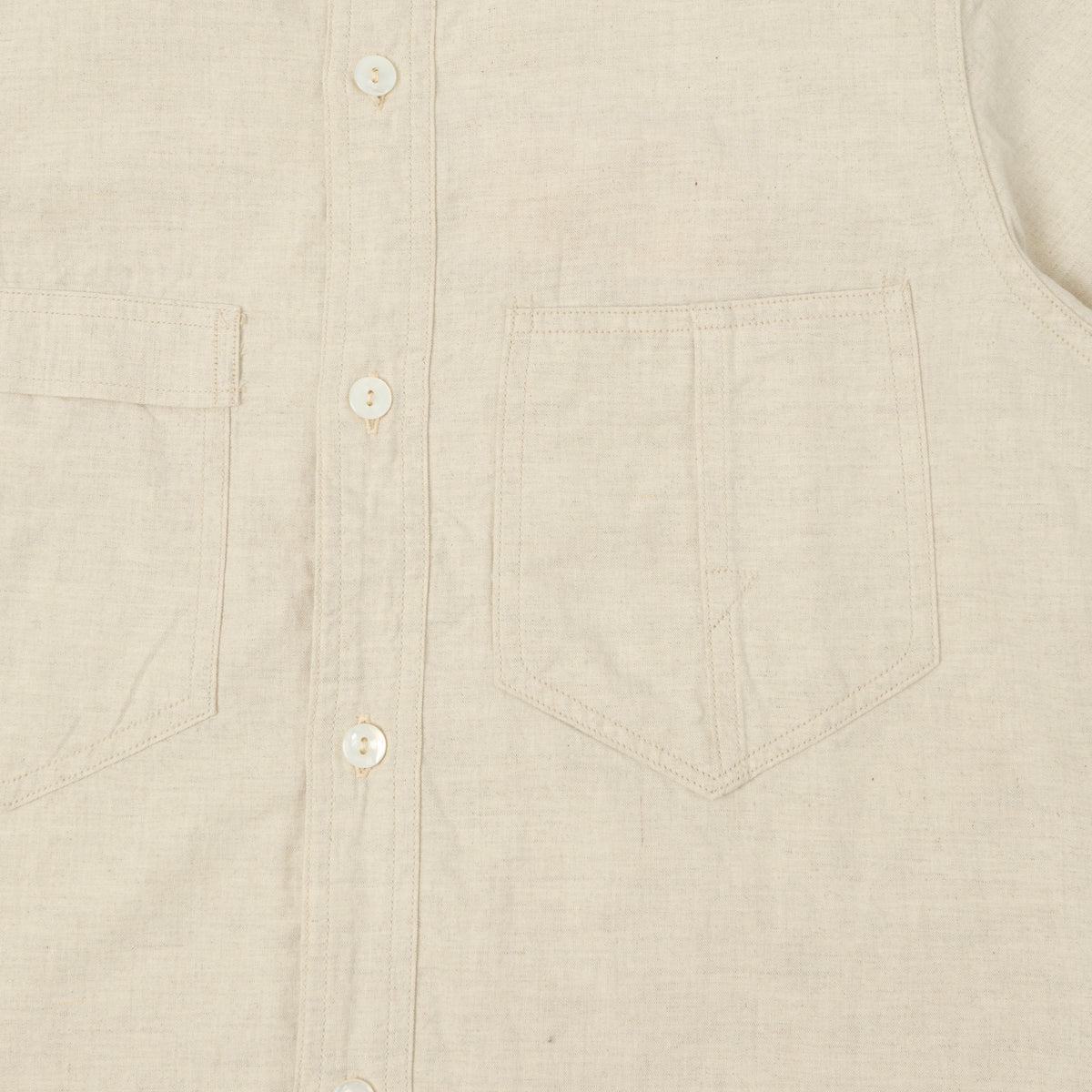 Freewheelers & Co Union Special Overalls 'Big Bertha' S/S Chambray Work Shirt - White