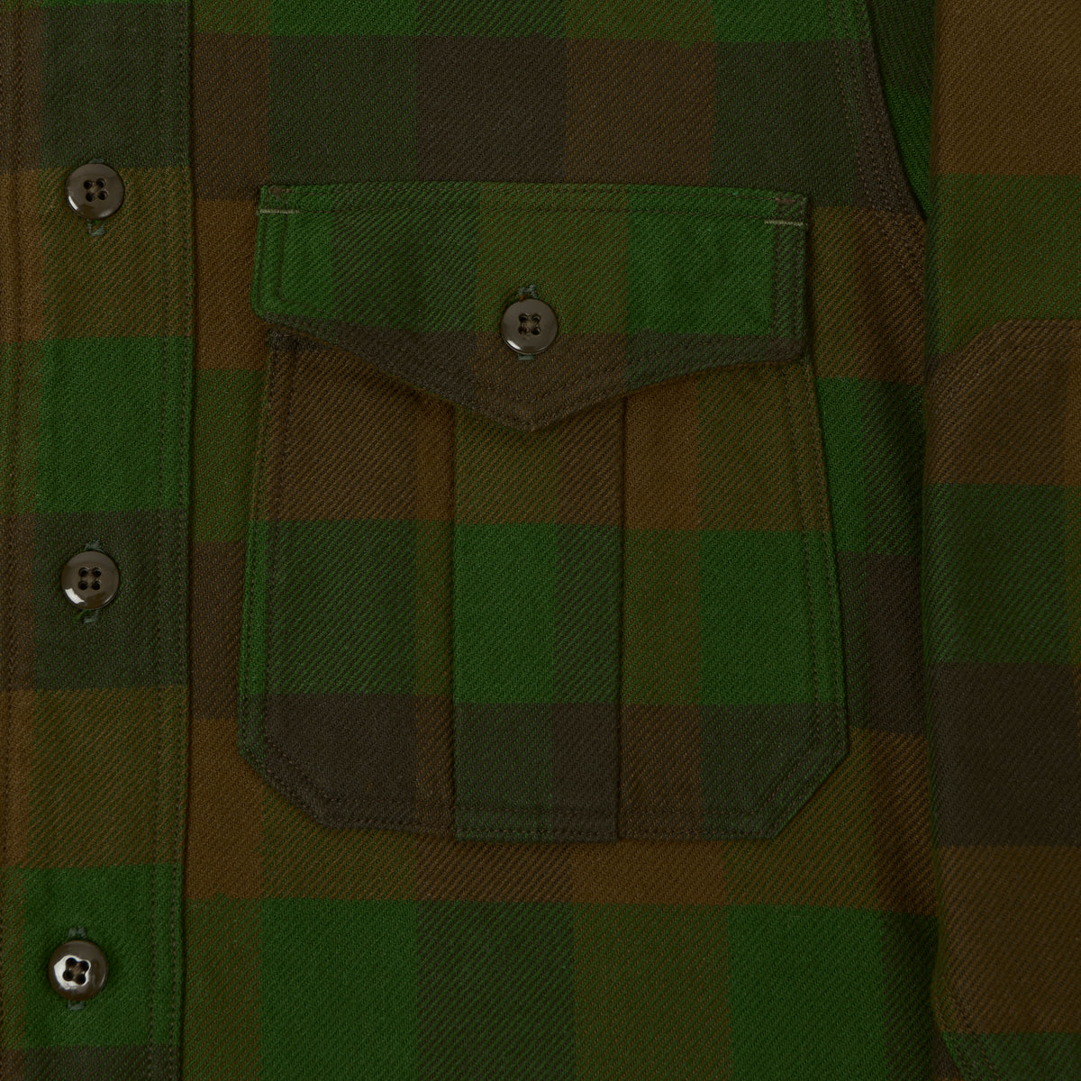 Freewheelers & Co Union Special Overalls 'BaldyGus' Mechanic Shirt - Bottle Green/Khaki Brown