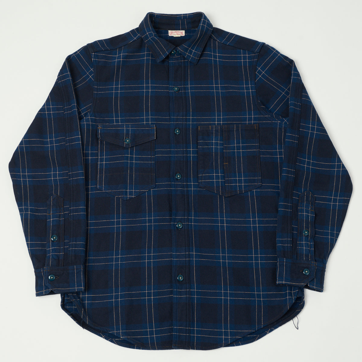Freewheelers & Co Union Special Overalls 'Blystone' Mechanic Shirt - Dark Venetian Blue/Navy