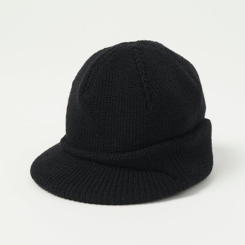 Freewheelers & Co M-1941 Wool Knit Jeep Cap - Black