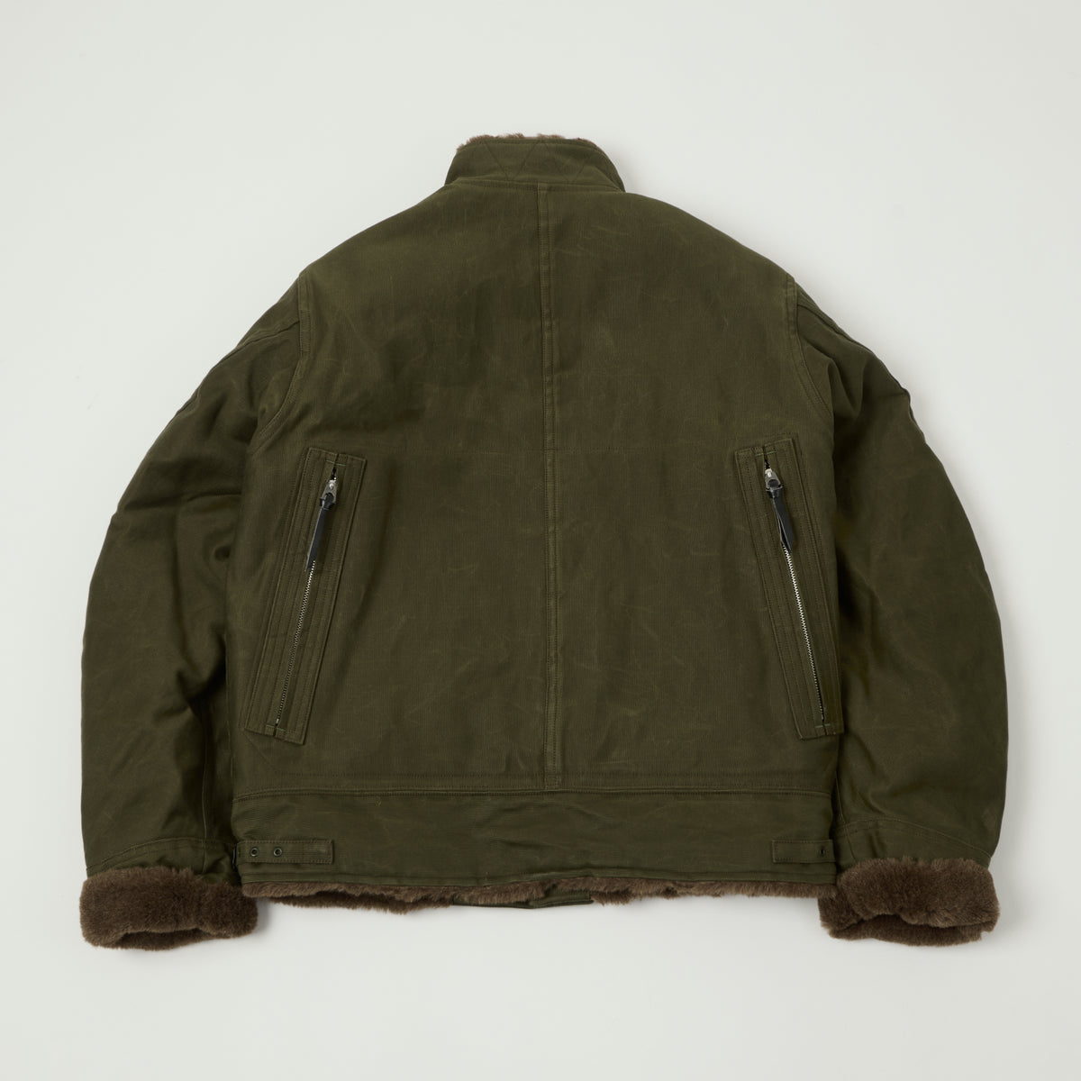 Freewheelers & Co Leather Togs 'Winter Aviators' Jacket - Dark Khaki Beige