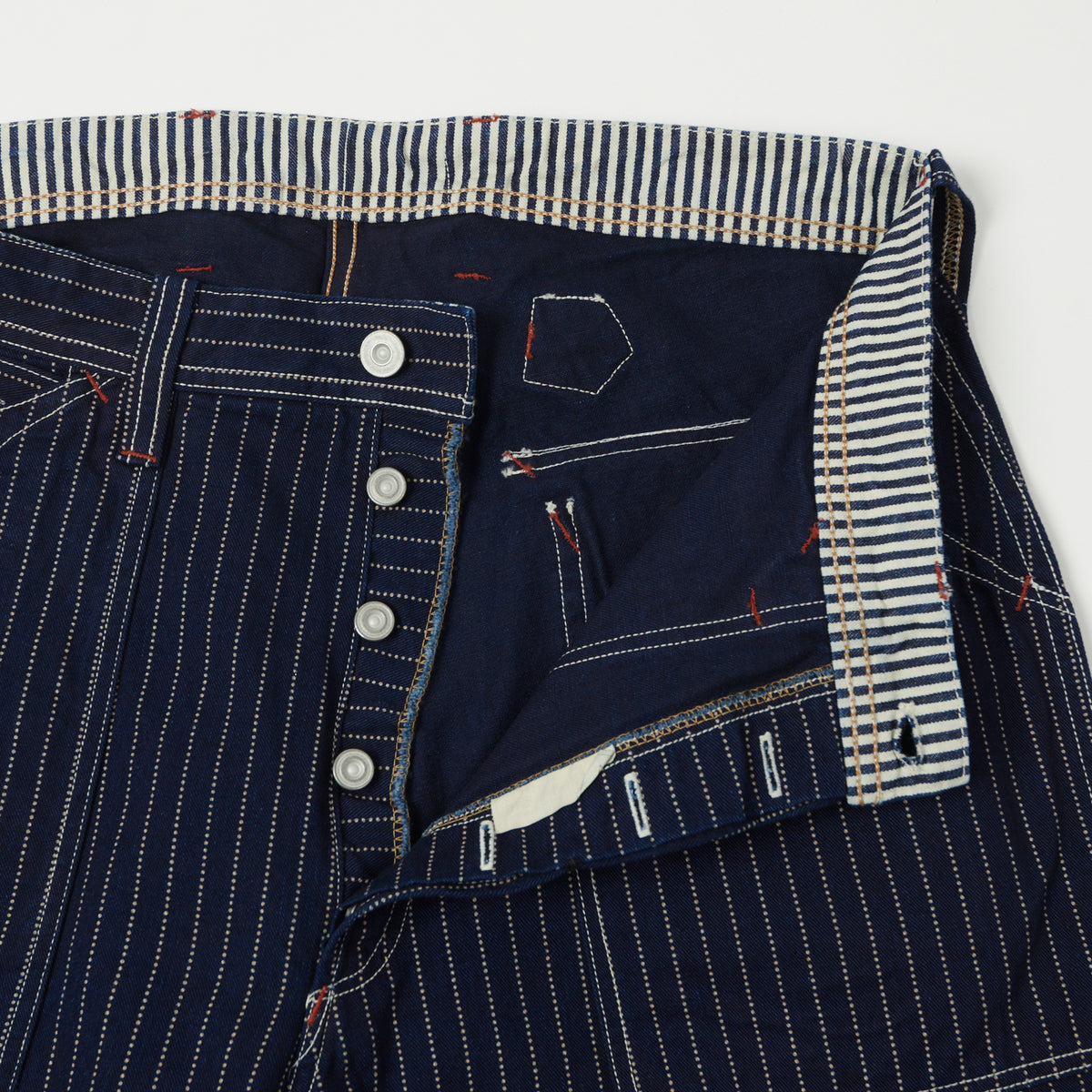 Freewheelers & Co Union Special Overalls 'Longshoreman' Overall Trouser - Indigo Wabash Stripe