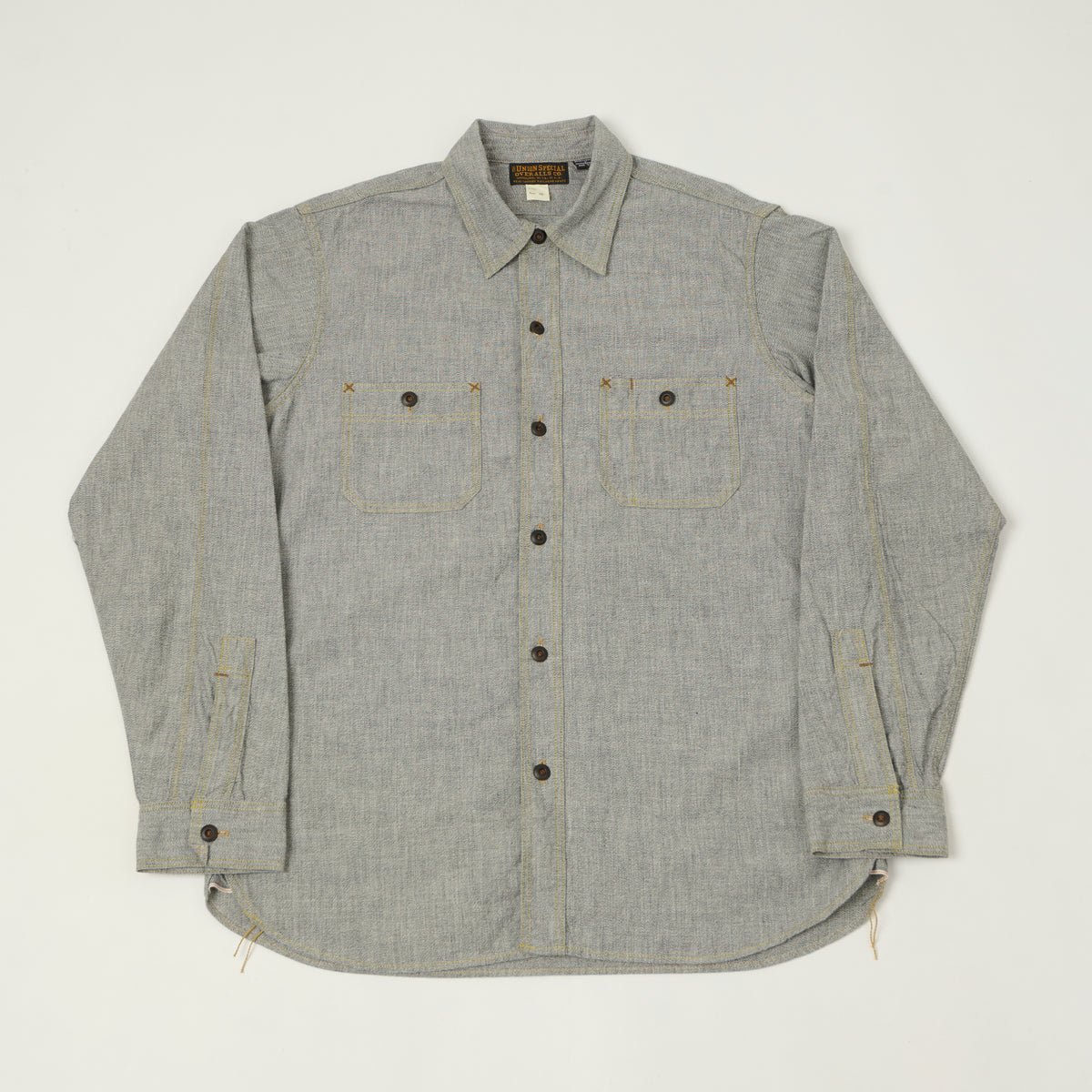 Freewheelers & Co Union Special Overalls 'Neal' Chambray Shirt - White Pepper
