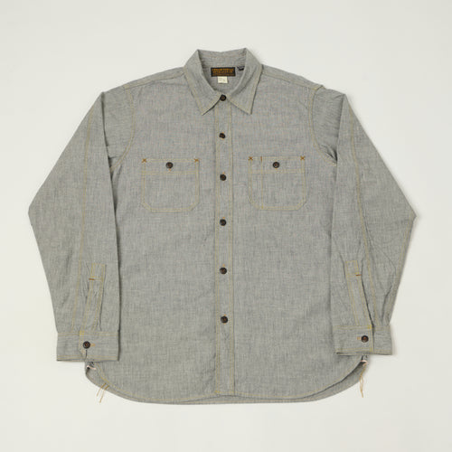 Freewheelers & Co Union Special Overalls 'Neal' Chambray Shirt - White Pepper