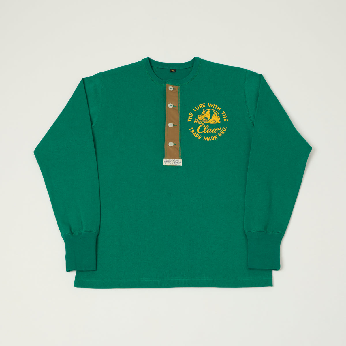 Freewheelers & Co Power Wear 'Claw' Long Sleeve Henley - Green