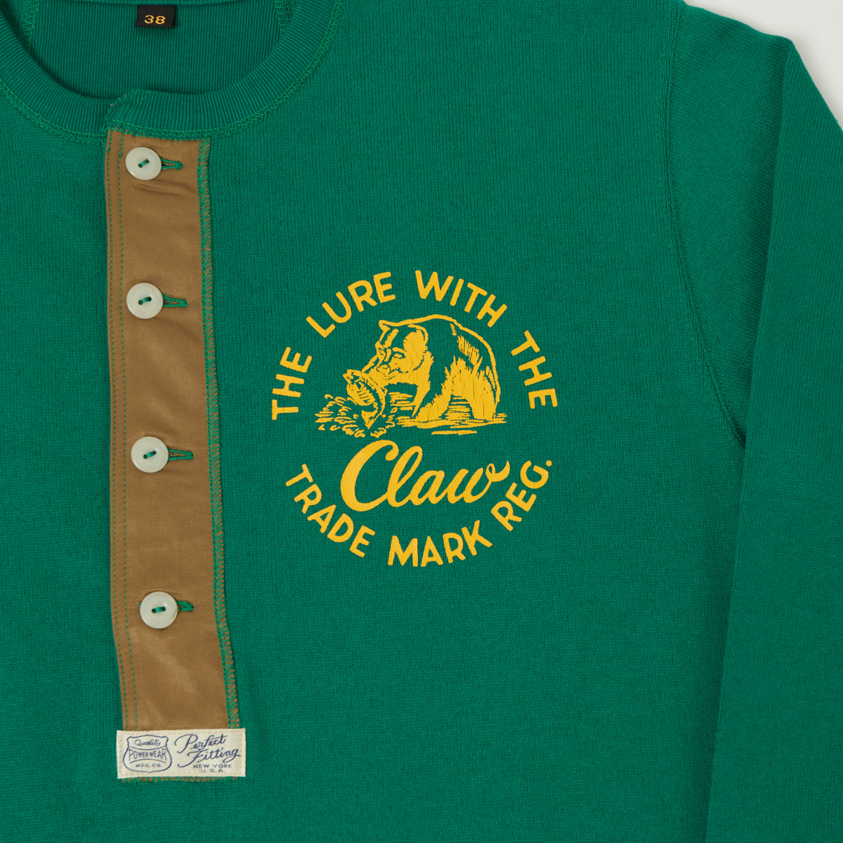 Freewheelers & Co Power Wear 'Claw' Long Sleeve Henley - Green