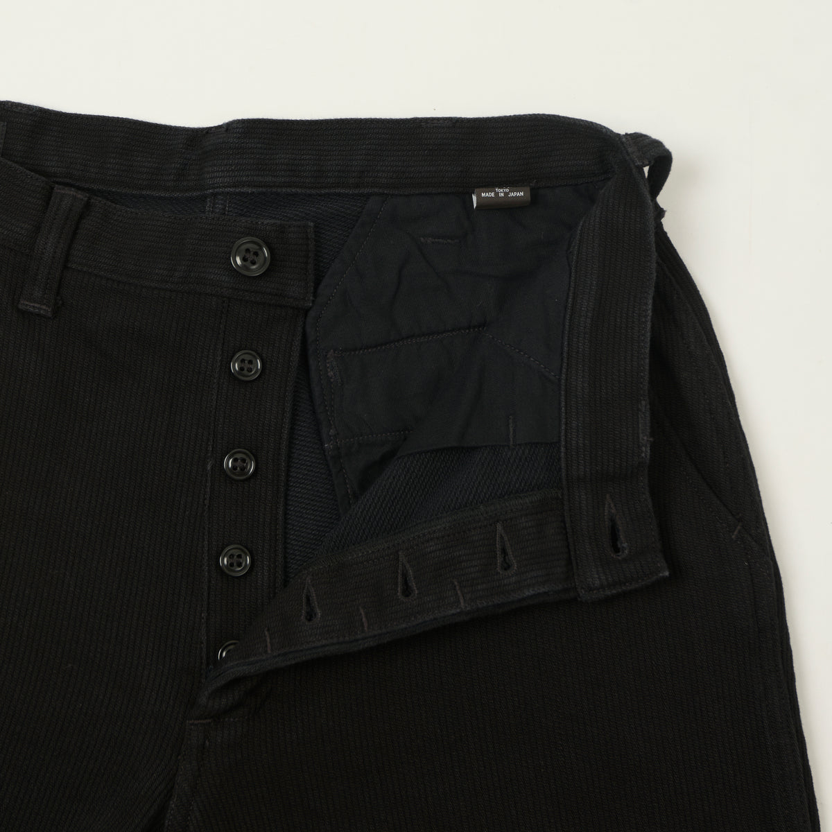 Freewheelers & Co Motor Psyclone 'Black Rogue' Bedford Cord Trousers - Rude Black