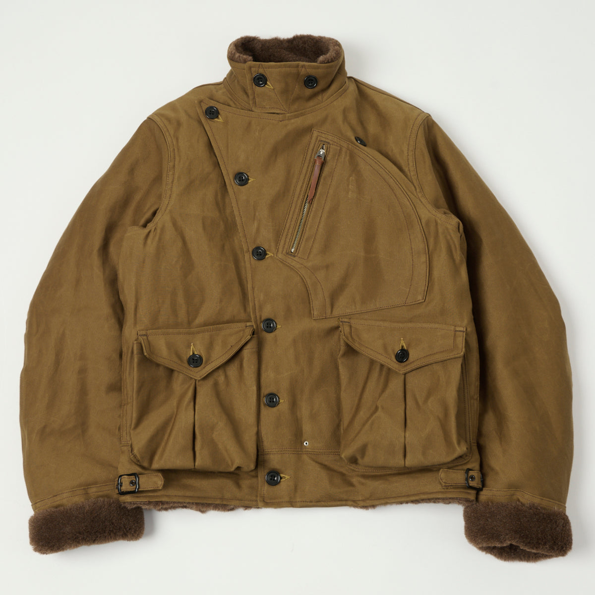 Freewheelers & Co Leather Togs 'Winter Aviators' Jacket - Sepia Brown