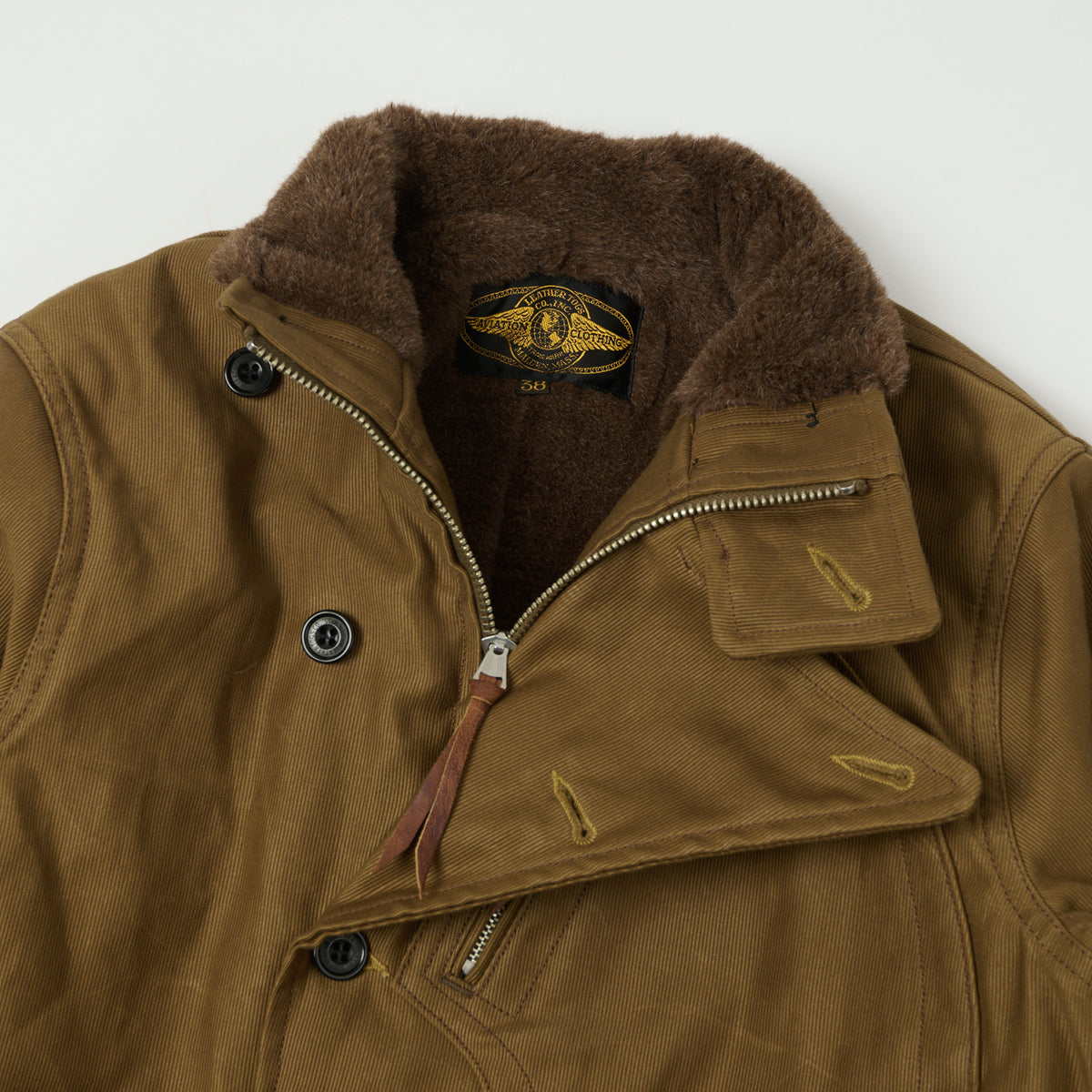 Freewheelers & Co Leather Togs 'Winter Aviators' Jacket - Sepia Brown