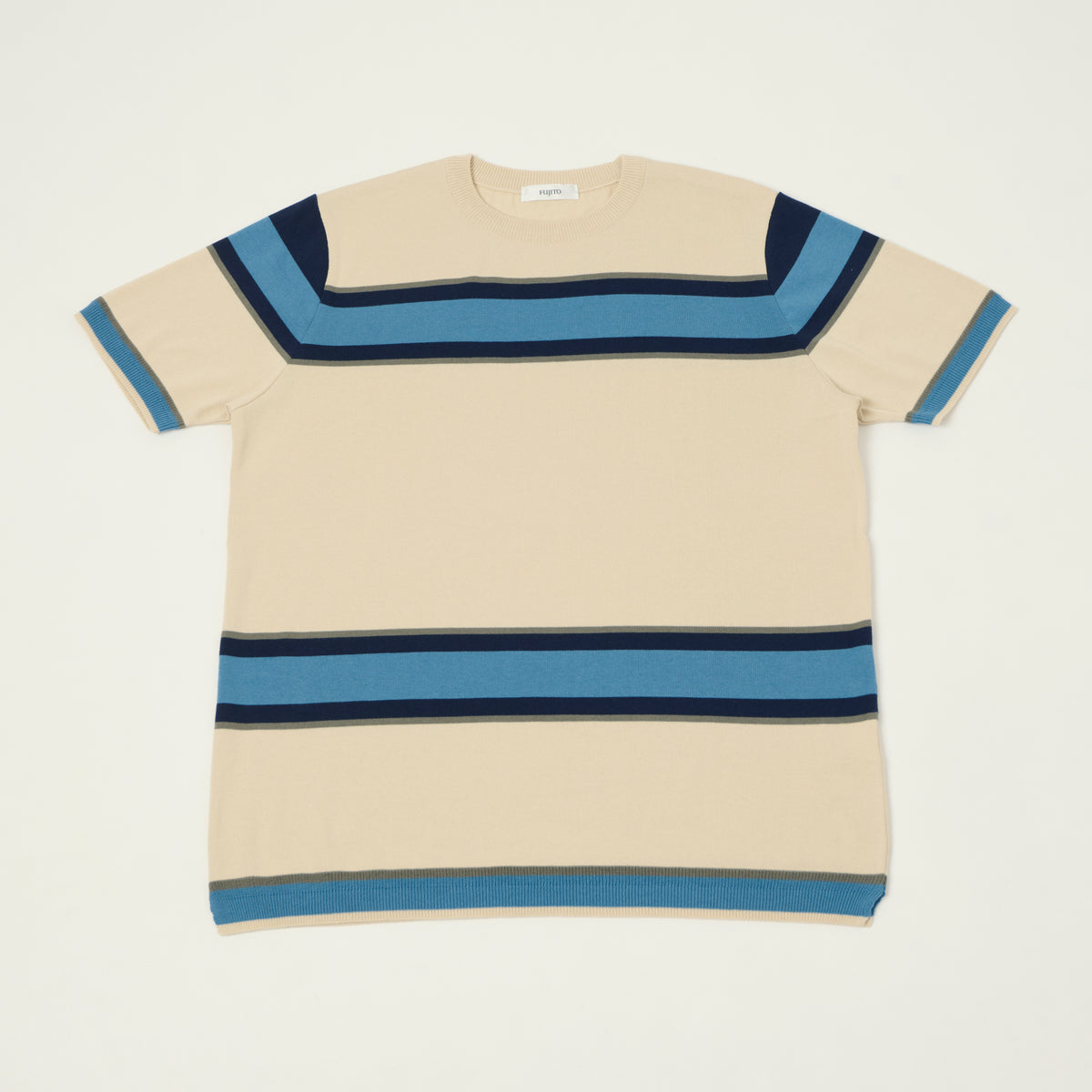 Fujito Border Knit T-Shirt - White