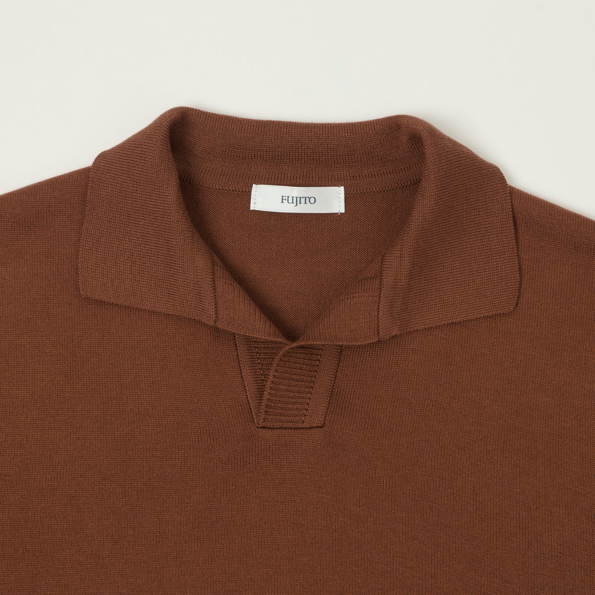 Fujito Knit Skipper Polo Shirt - Brown