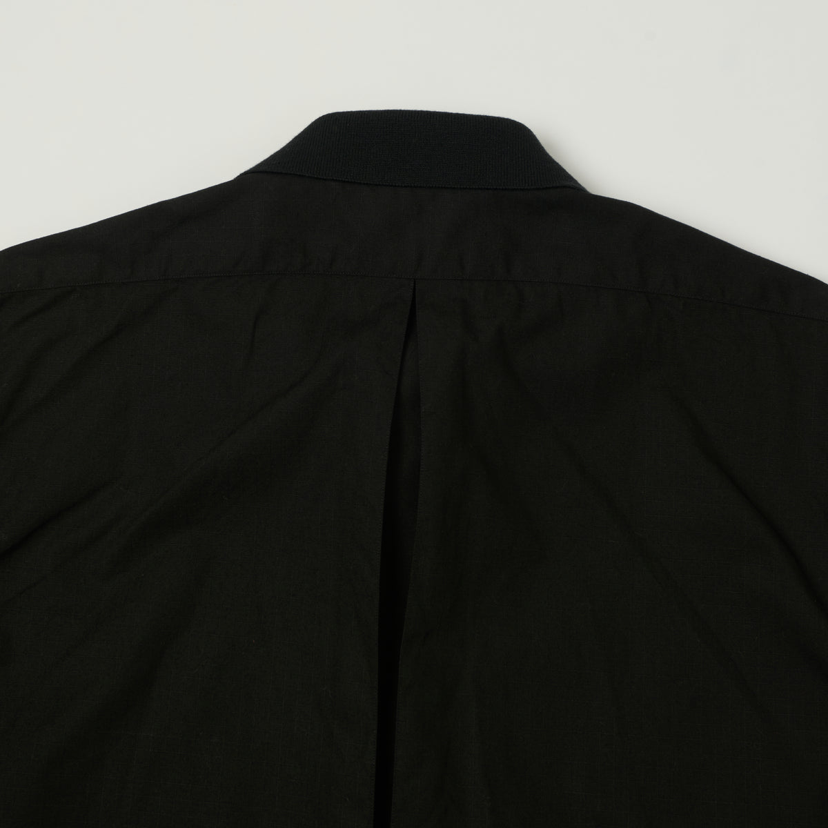 Fujito Rib Collar Short Sleeve Shirt - Black