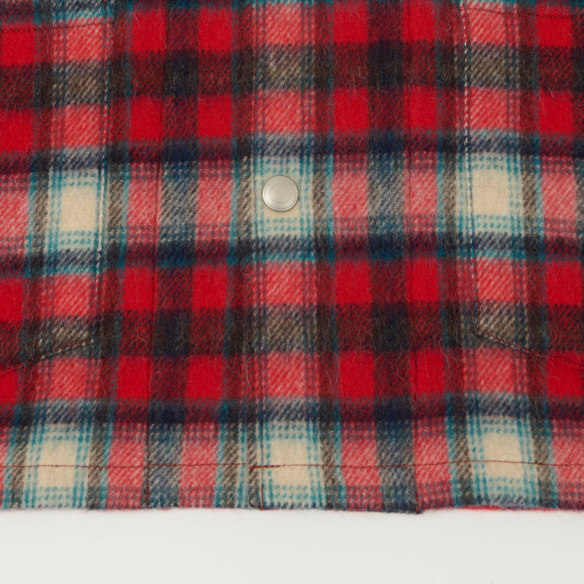 Fujito Brushed Wool Plaid 'CPO' Jacket - Red