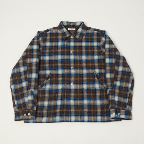 Fujito Brushed Wool Plaid 'CPO' Jacket - Blue