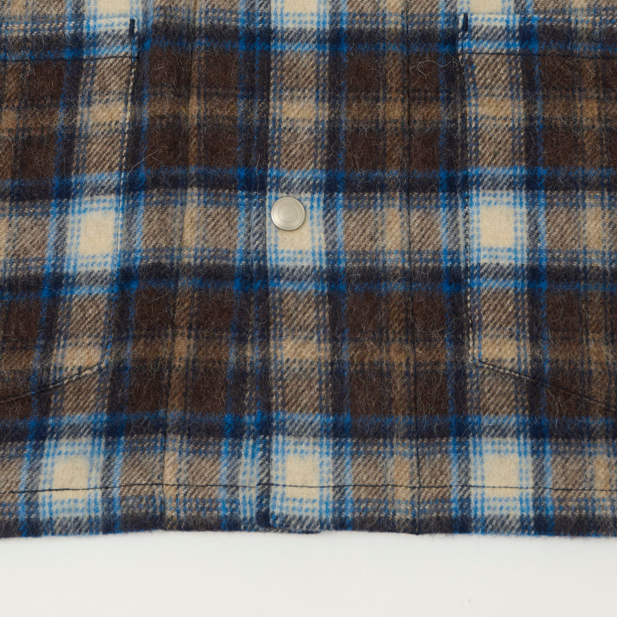 Fujito Brushed Wool Plaid 'CPO' Jacket - Blue