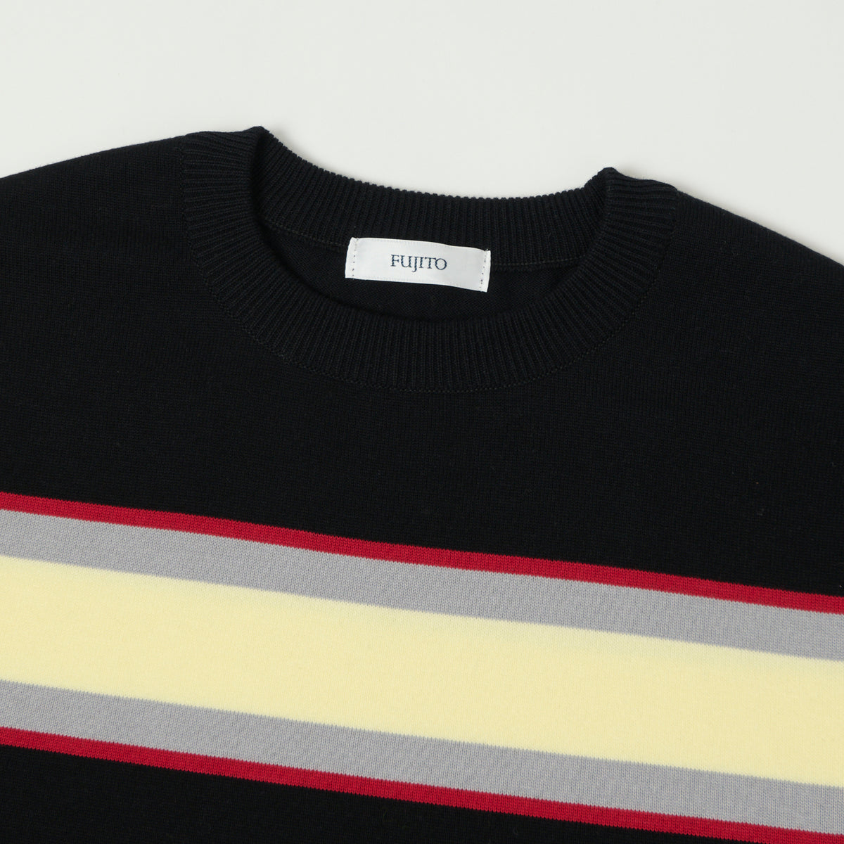 Fujito Border Knit T-Shirt - Black
