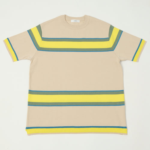 Fujito Border Knit T-Shirt - Beige
