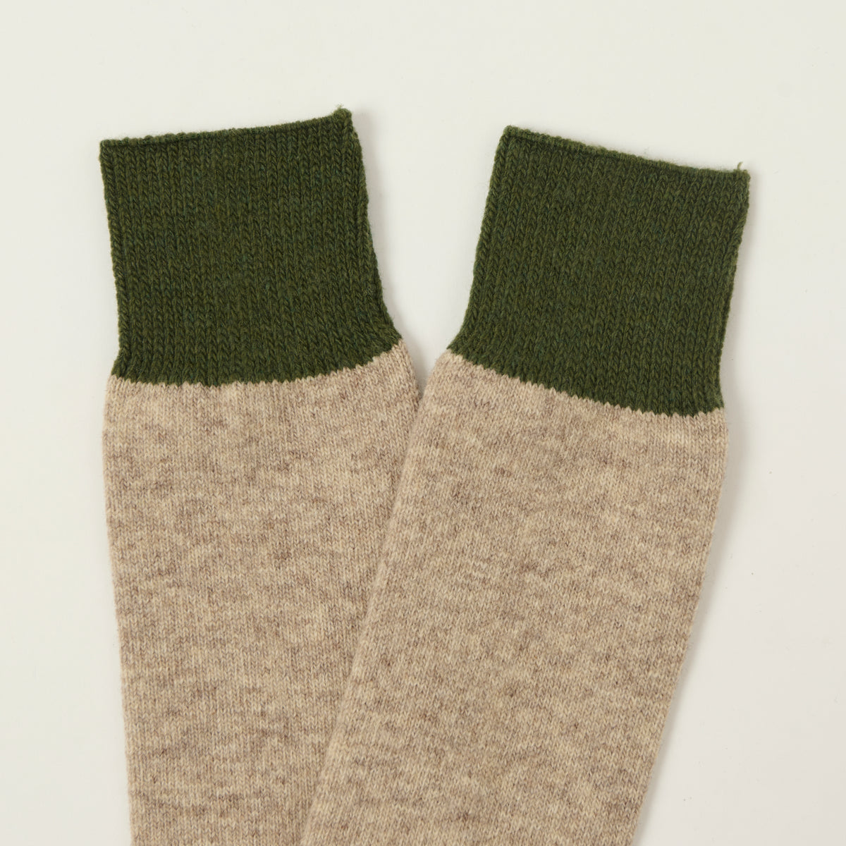 FULLCOUNT 6110 Wool Cashmere Military Socks - Grey Beige/Green