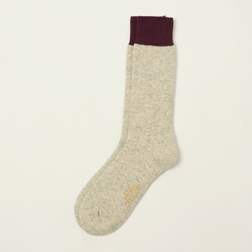 FULLCOUNT 6110 Wool Cashmere Military Socks - Oatmeal/Bordeaux