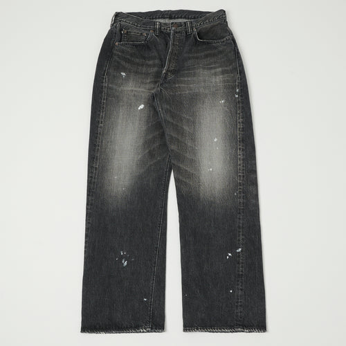 FULLCOUNT 0105 13.7oz Wide Straight Jean - Black 'Splatter Dartford' Wash