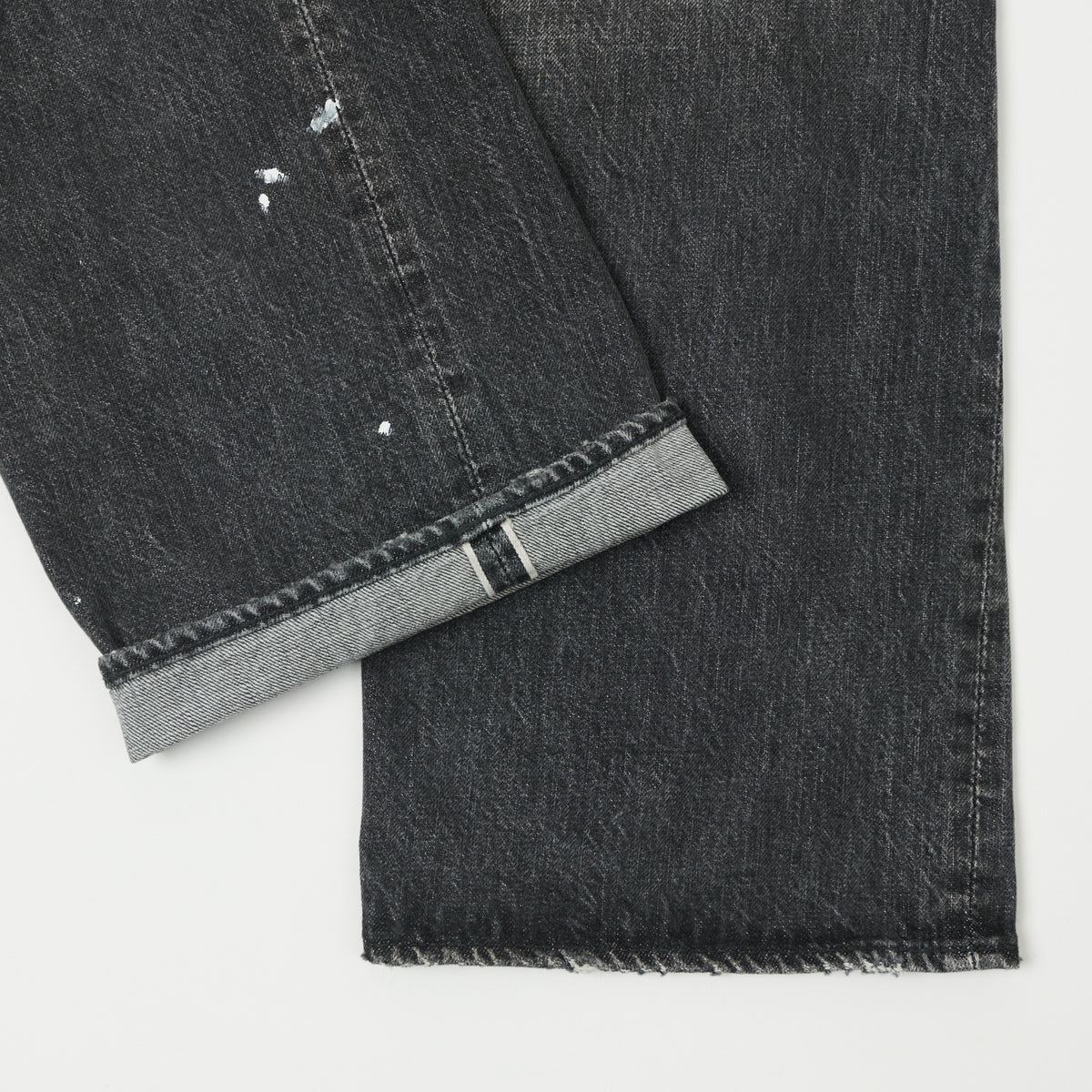 FULLCOUNT 0105 13.7oz Wide Straight Jean - Black 'Splatter Dartford' Wash