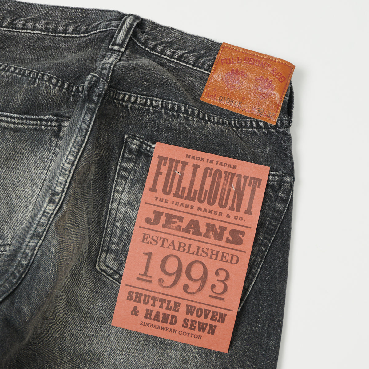 FULLCOUNT 0105 13.7oz Wide Straight Jean - Black 'Splatter Dartford' Wash