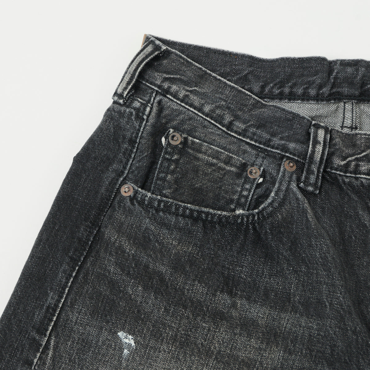 FULLCOUNT 0105 13.7oz Wide Straight Jean - Black 'Splatter Dartford' Wash