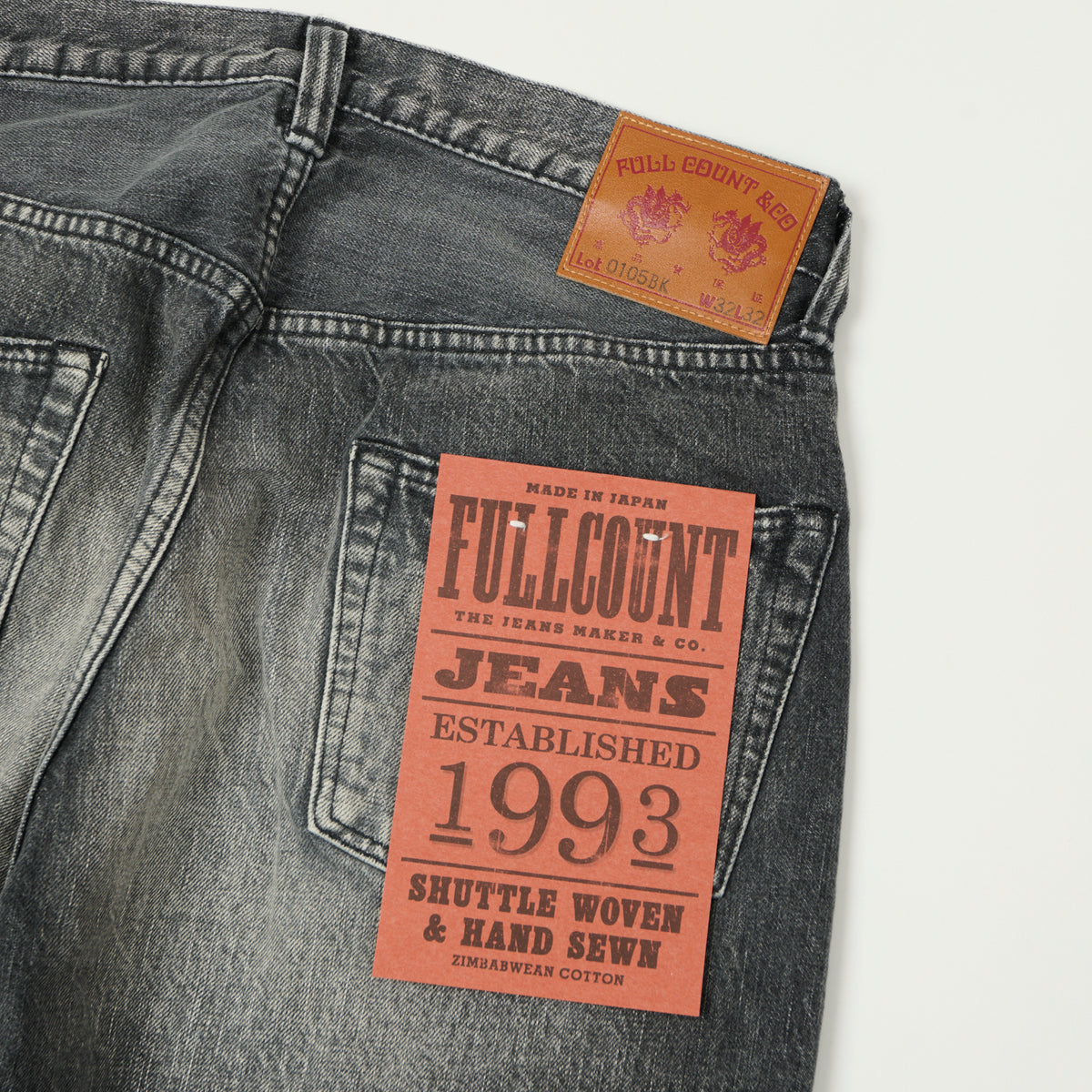 FULLCOUNT 0105 13.7oz Wide Straight Jean - Black 'Dartford' Wash