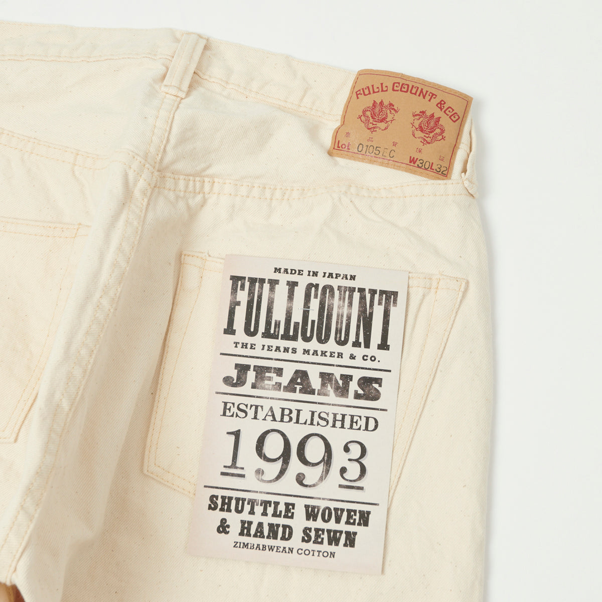 FULLCOUNT 0105 13.7oz Wide Straight Jean - Ecru One Wash