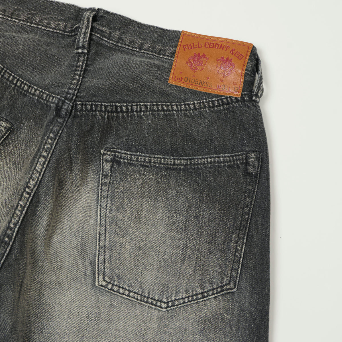 FULLCOUNT 0105SS 'Super Smooth' 11.5oz Wide Straight Jean - Black 'Dartford' Wash