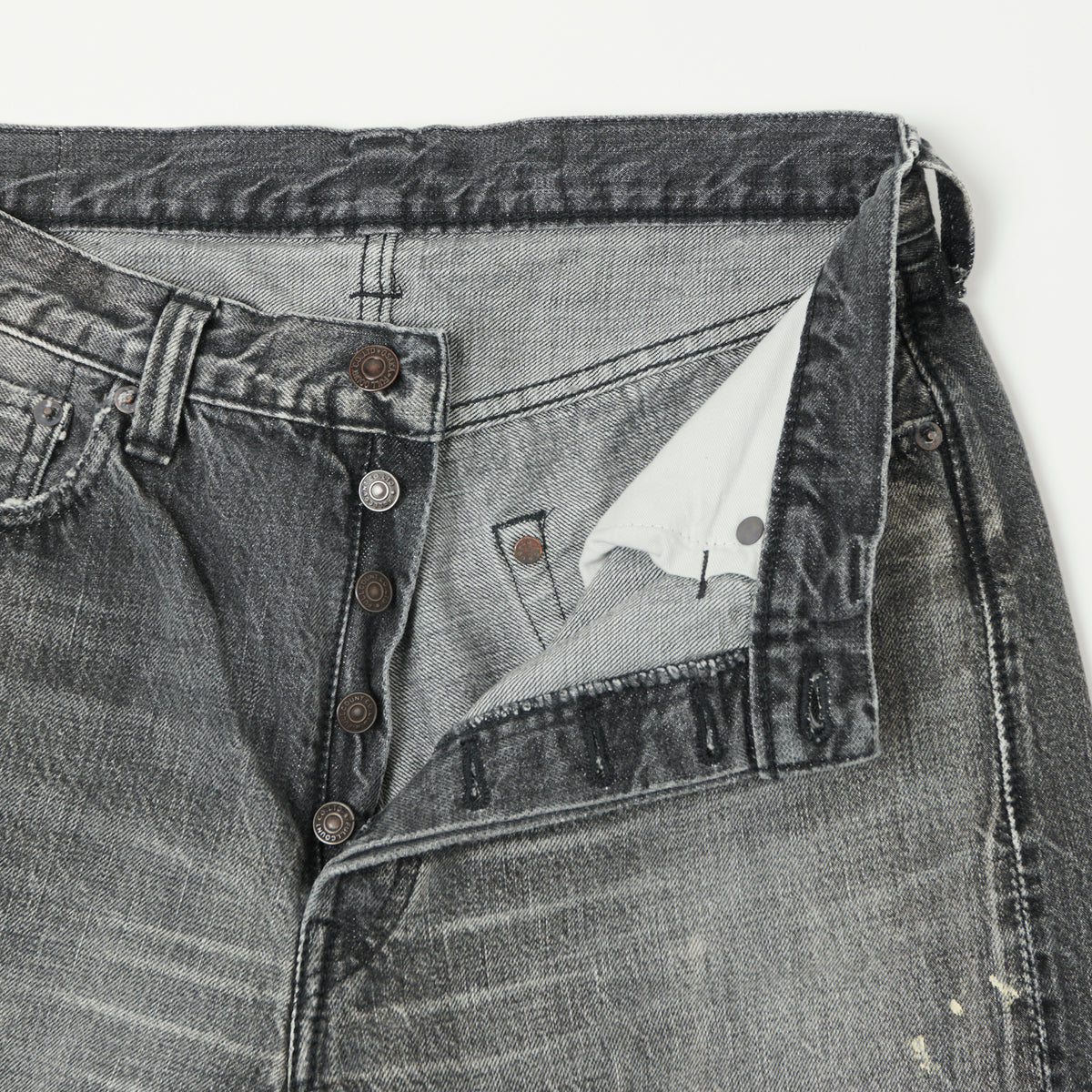 FULLCOUNT 1101 13.7oz Loose Straight Jean - Black 'Splatter Dartford' Wash