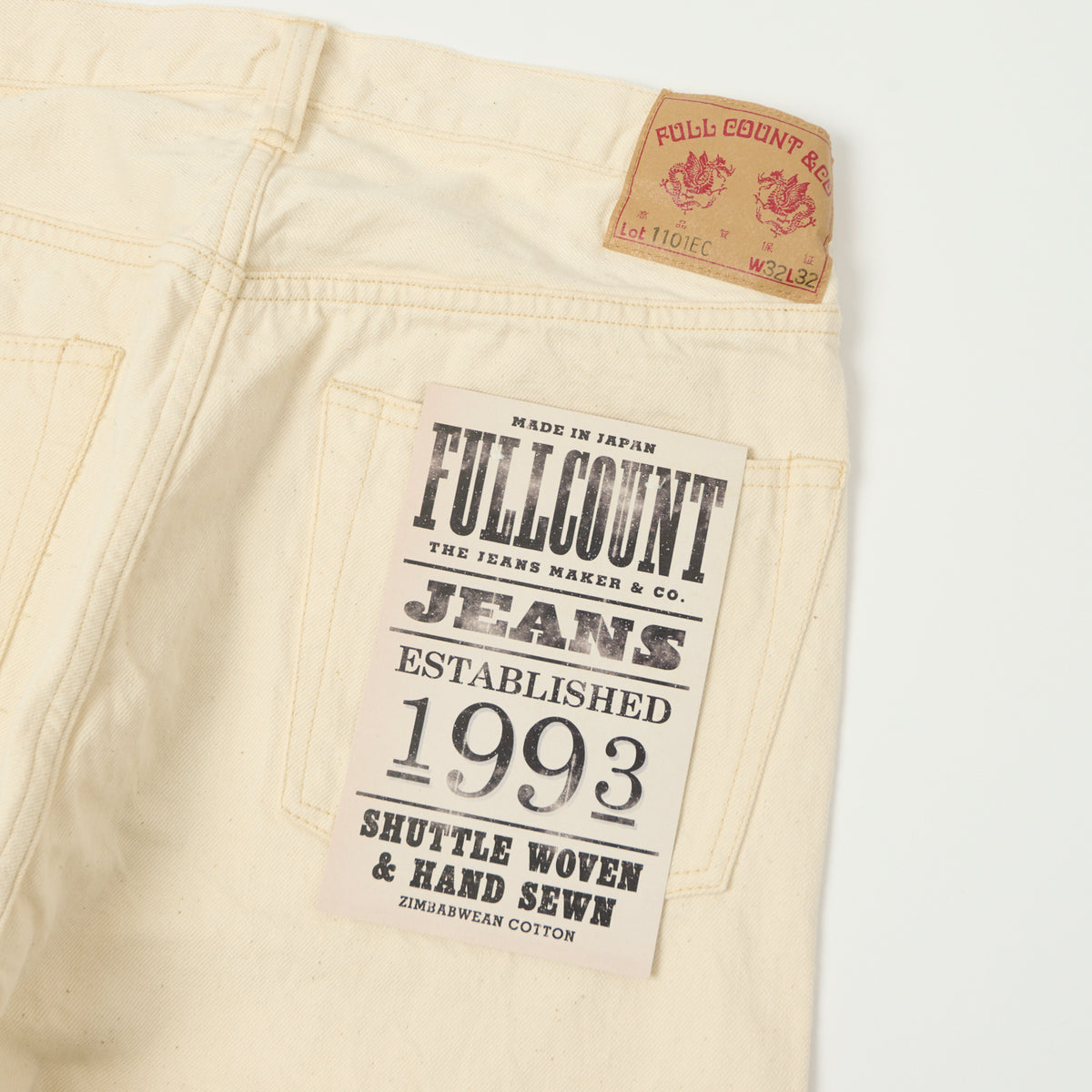FULLCOUNT 1101 13.7oz Loose Straight Jean - Ecru One Wash