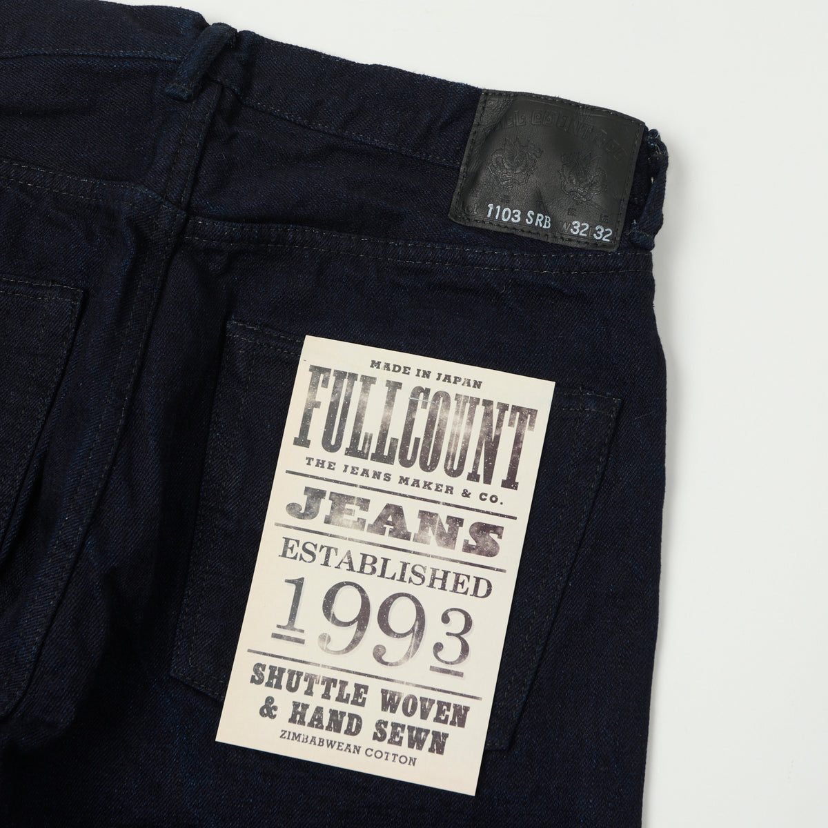 FULLCOUNT 1103 15.5oz 'Super Rough' Regular Straight Jean - Indigo/Black One Wash