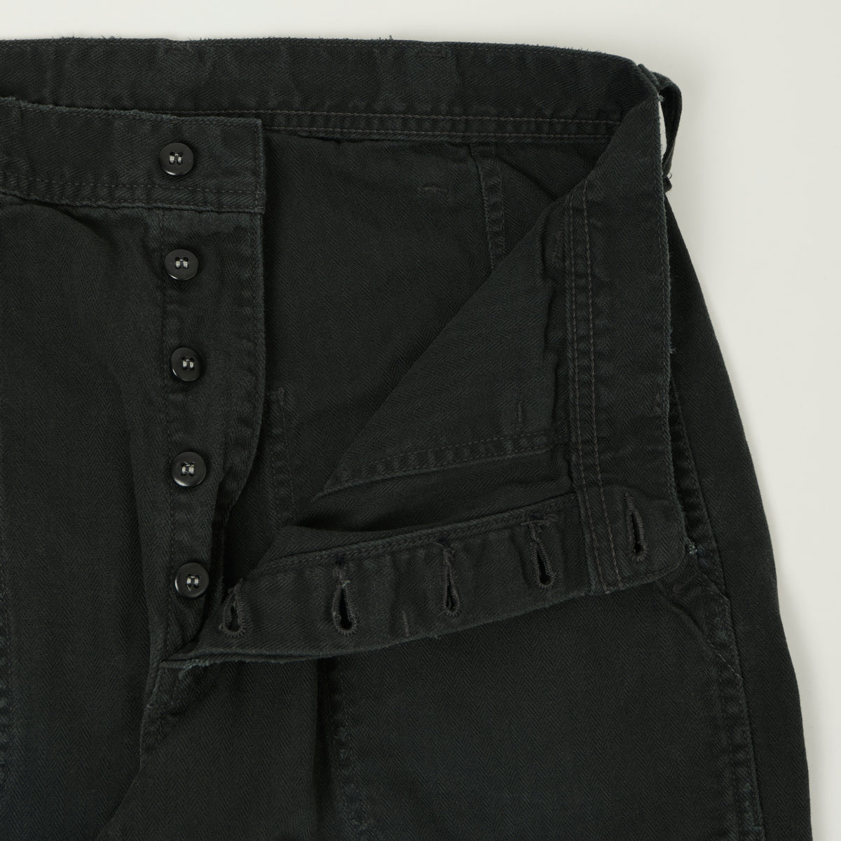 FULLCOUNT 1141 Herringbone Twill 'Vintage Effect' U. S. Navy Seamens Trousers  - Black