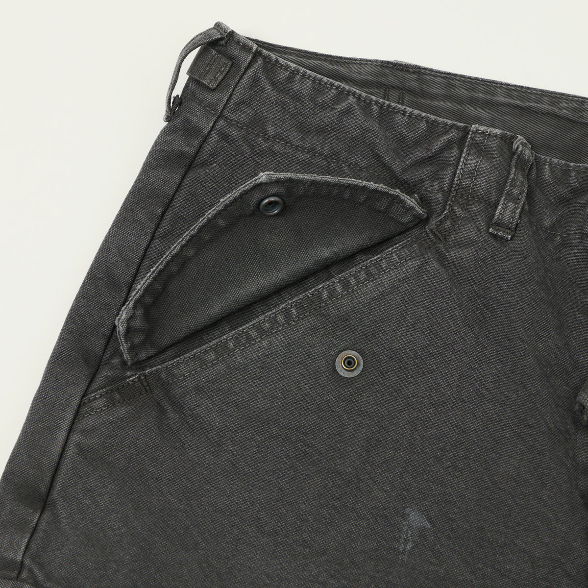 FULLCOUNT 1144 'Vintage Effect' Tent Cloth Field Cargo Shorts - Faded Black