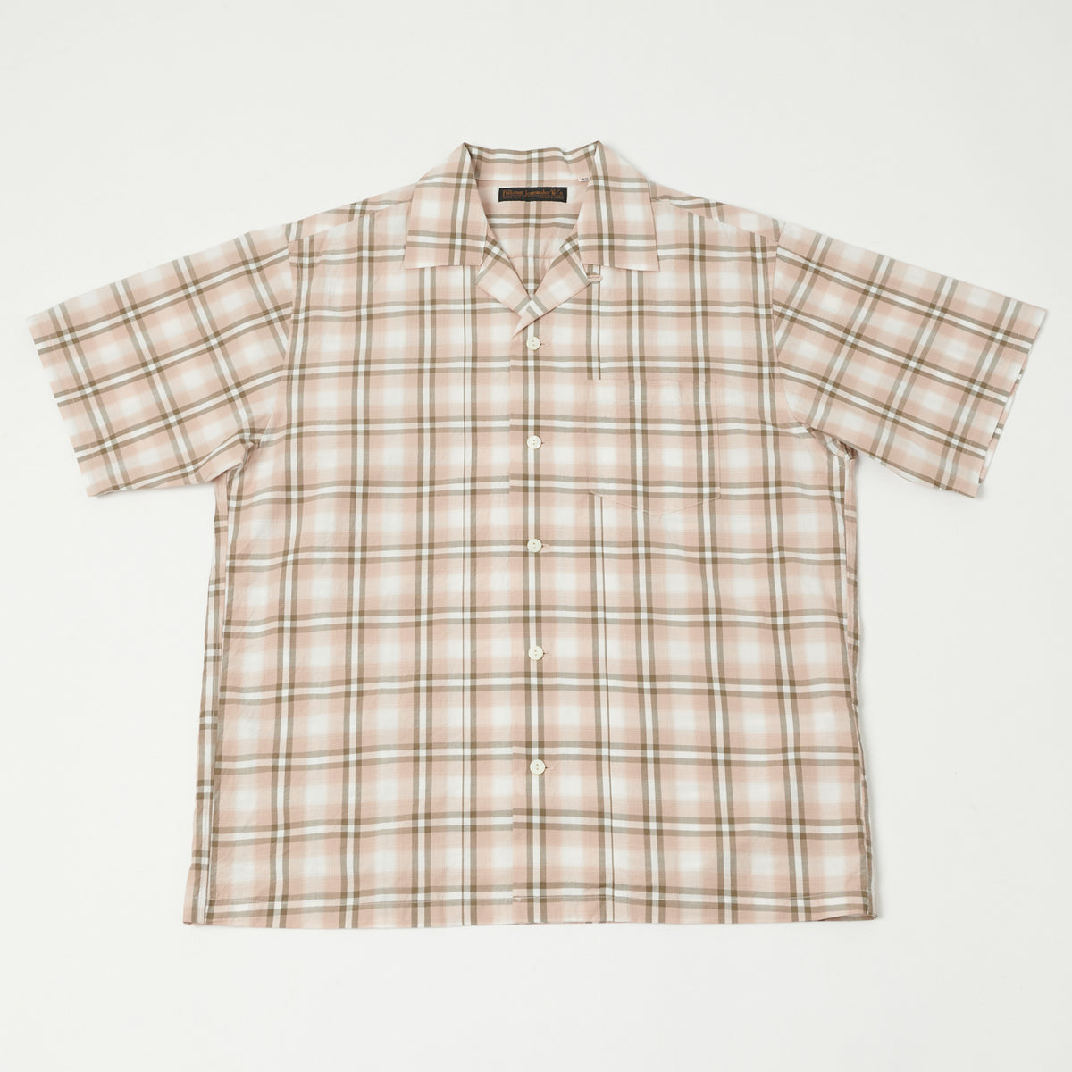 FULLCOUNT 4075 Broad Check Open Collar Shirt - Pink