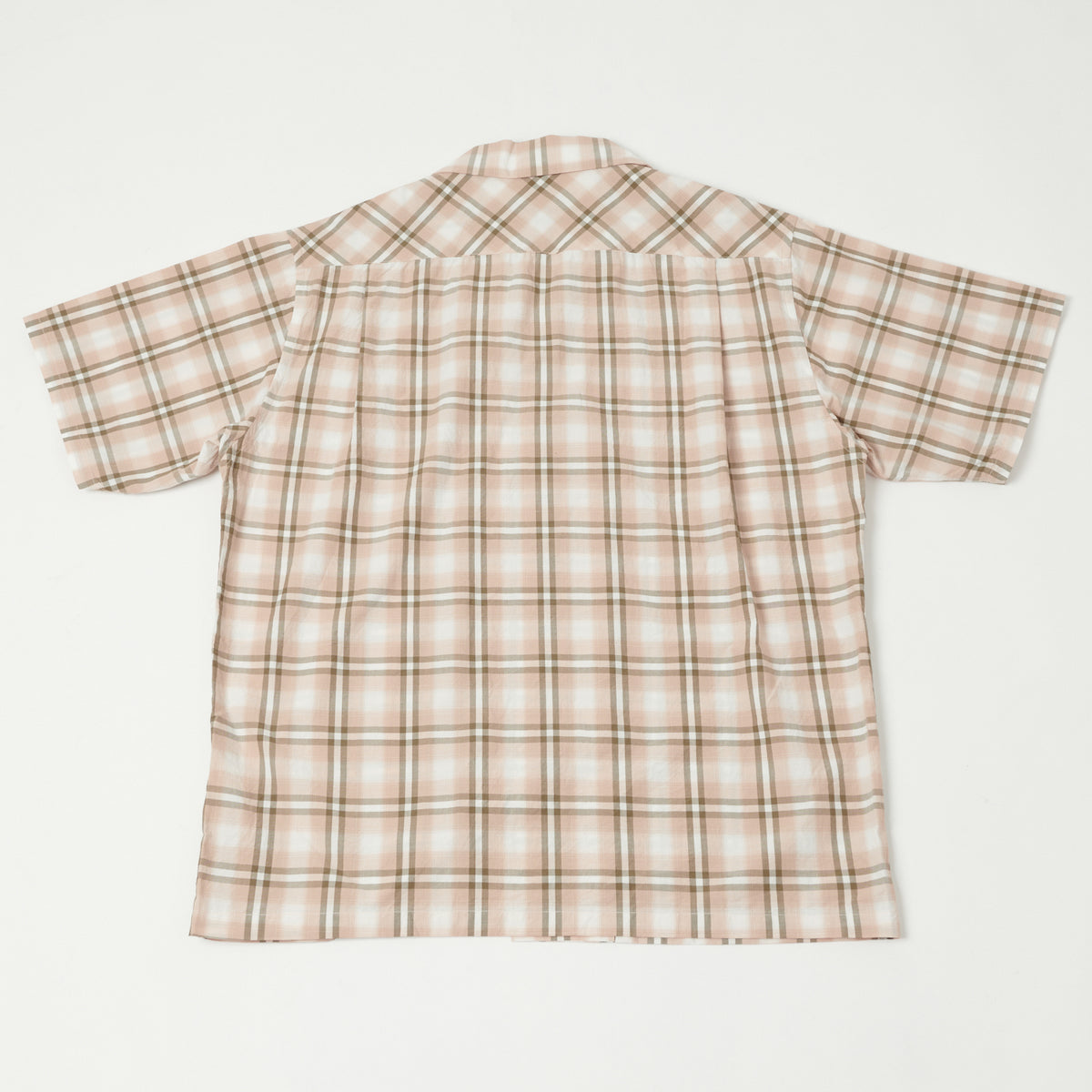 FULLCOUNT 4075 Broad Check Open Collar Shirt - Pink