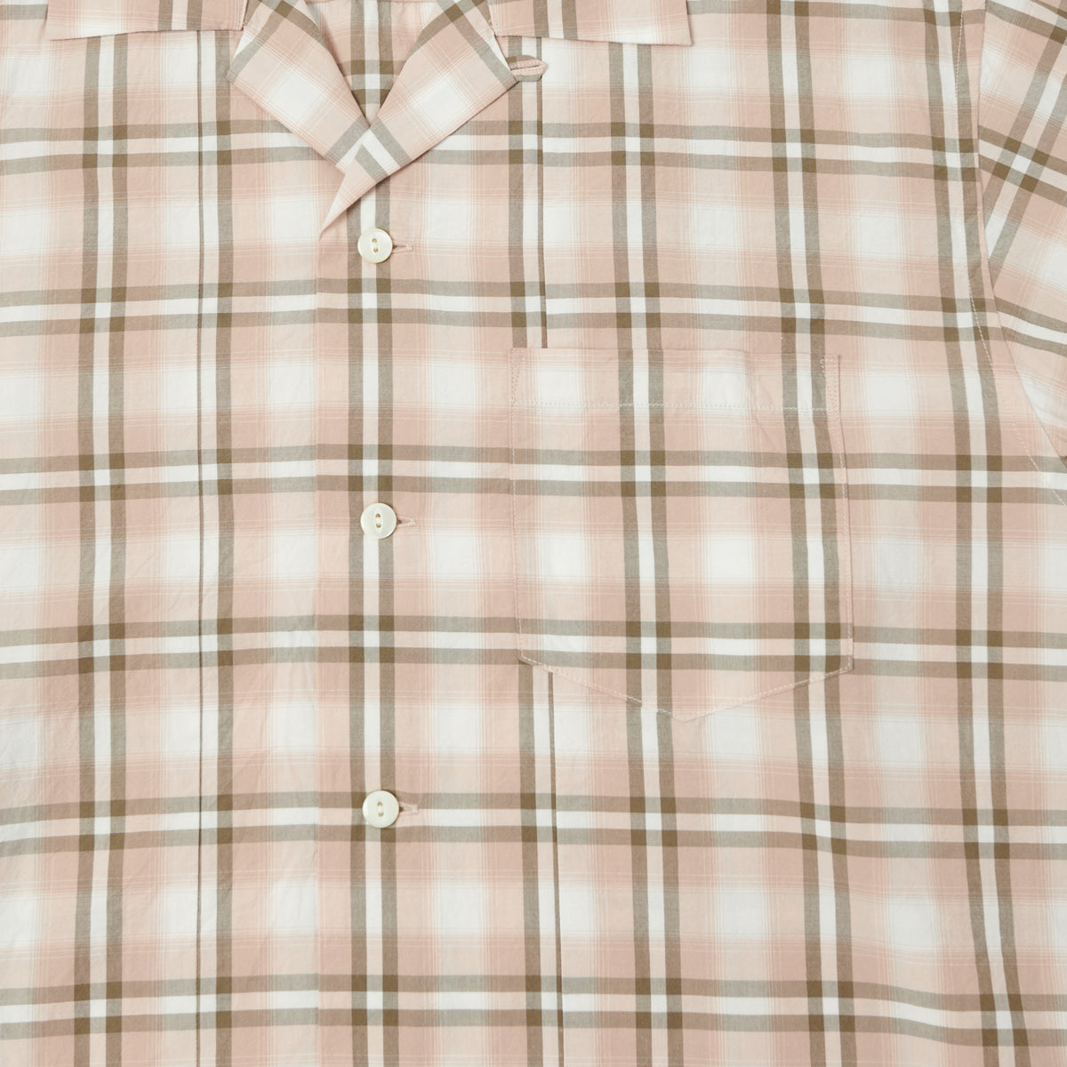 FULLCOUNT 4075 Broad Check Open Collar Shirt - Pink