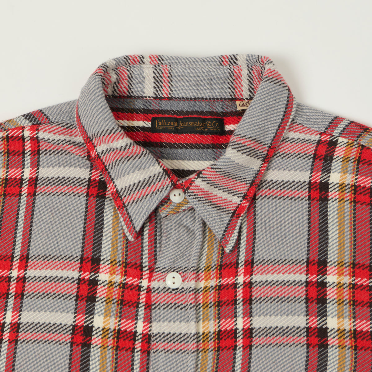 FULLCOUNT 4094 Plaid Flannel Work Shirt - Grey/Red