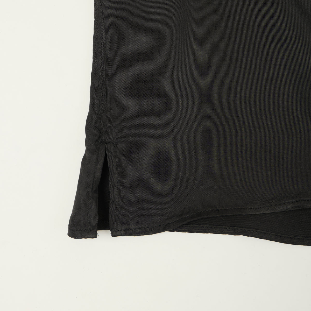FULLCOUNT 4100 Satin Cupra Open Collar Shirt - Black