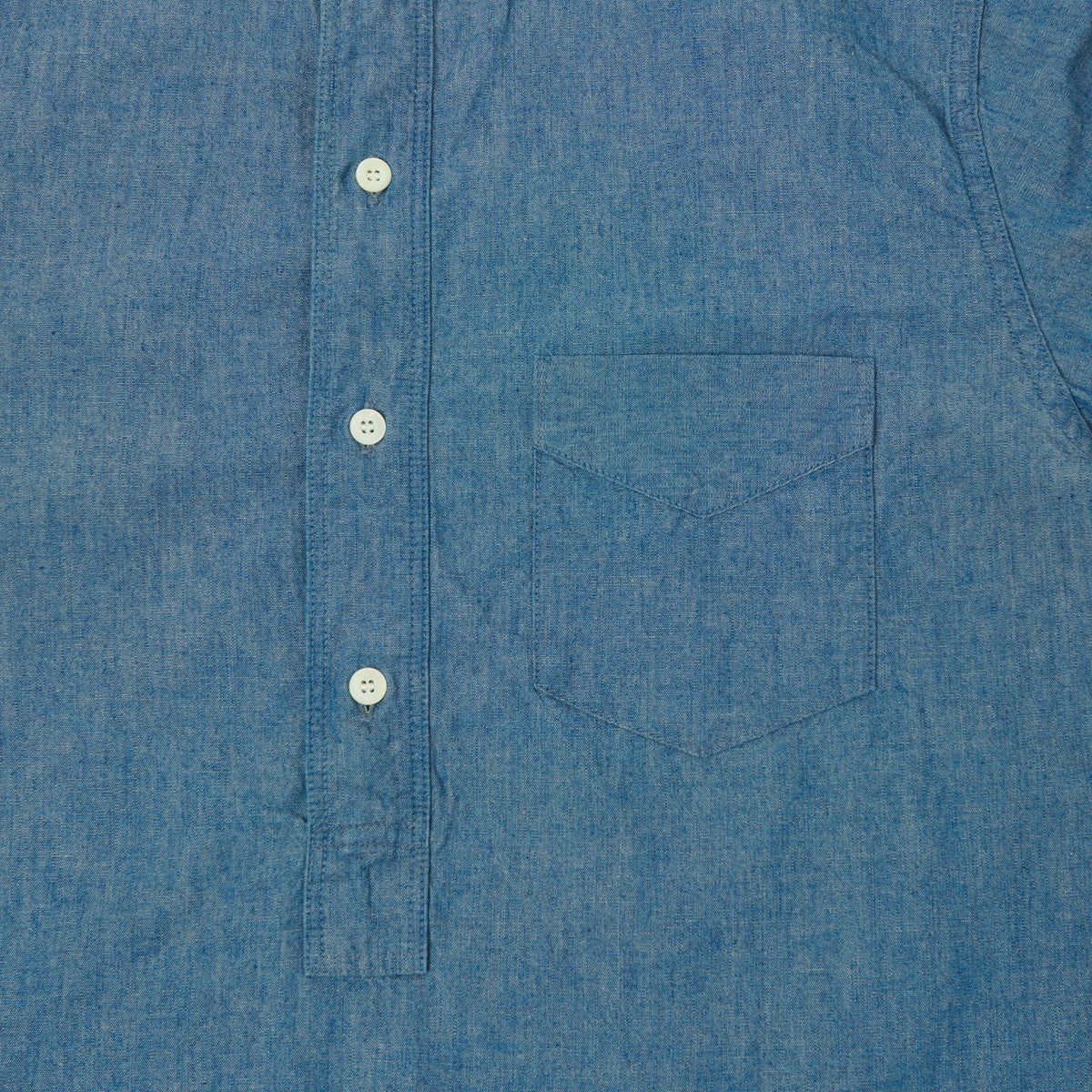 FULLCOUNT 4900 Stand Collar Pullover Chambray Shirt - Blue