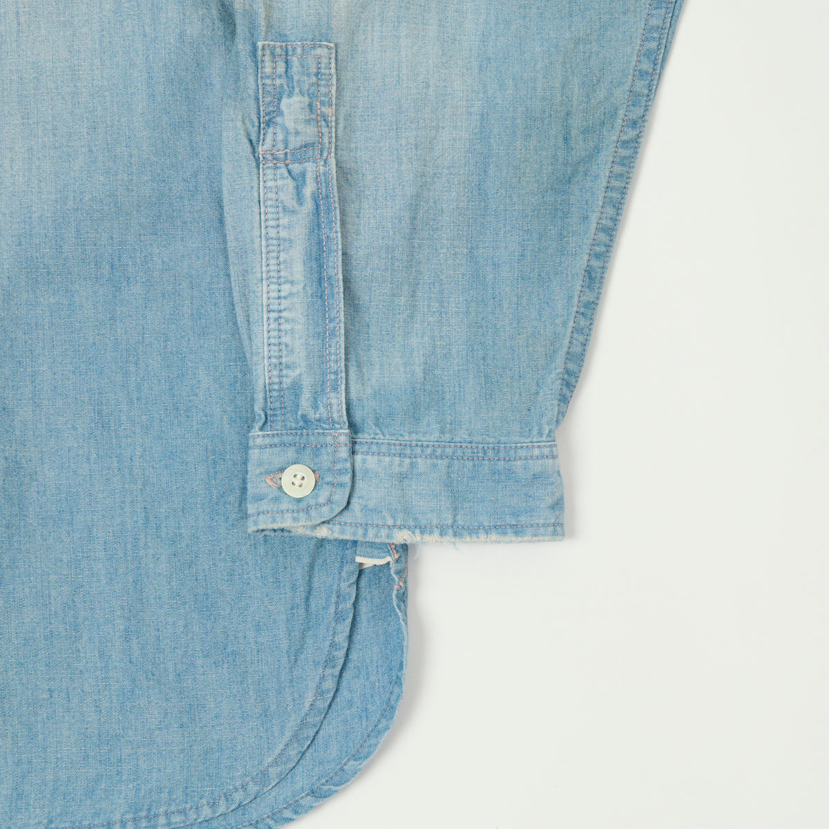 FULLCOUNT 4900 Stand Collar Pullover Chambray Shirt - Heavy Wash
