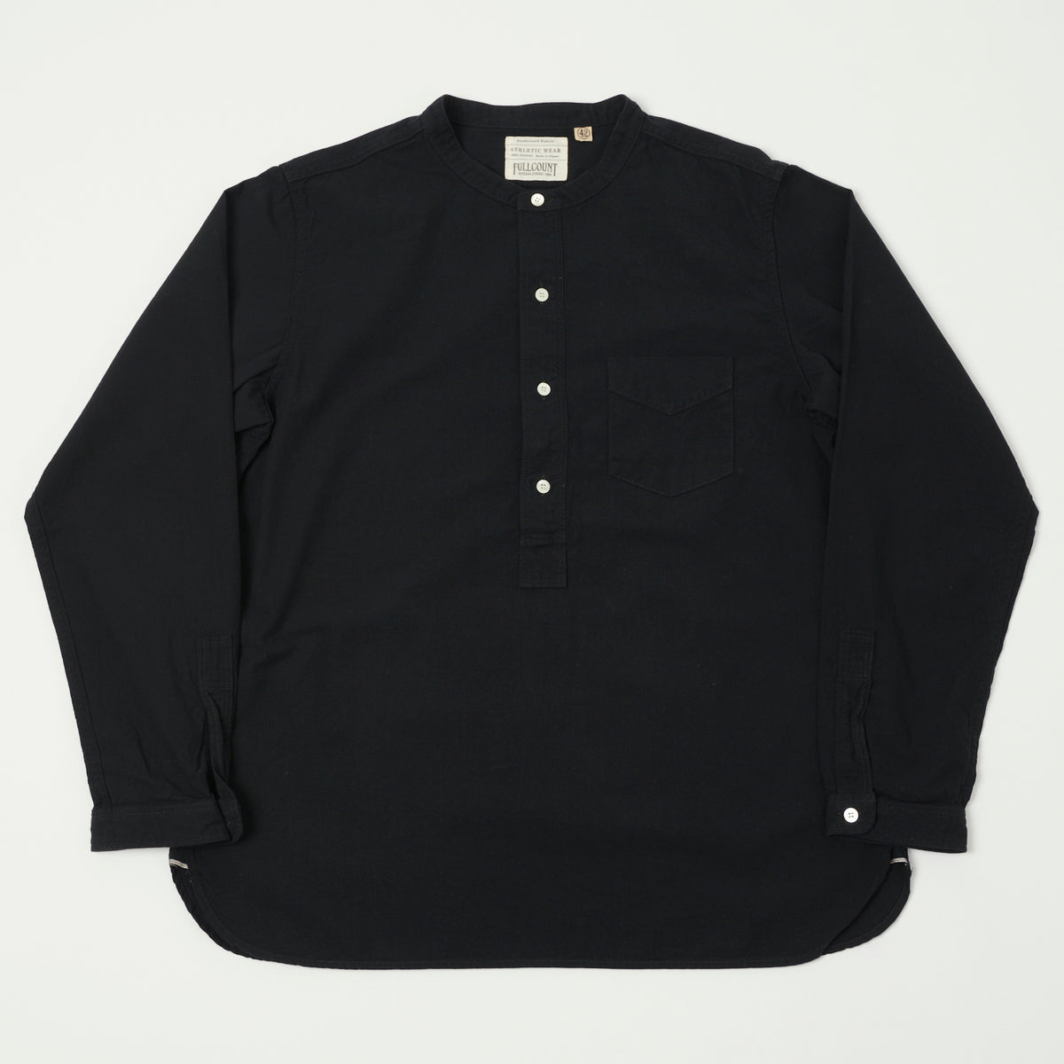 FULLCOUNT 4900 Stand Collar Pullover Chambray Shirt - Black
