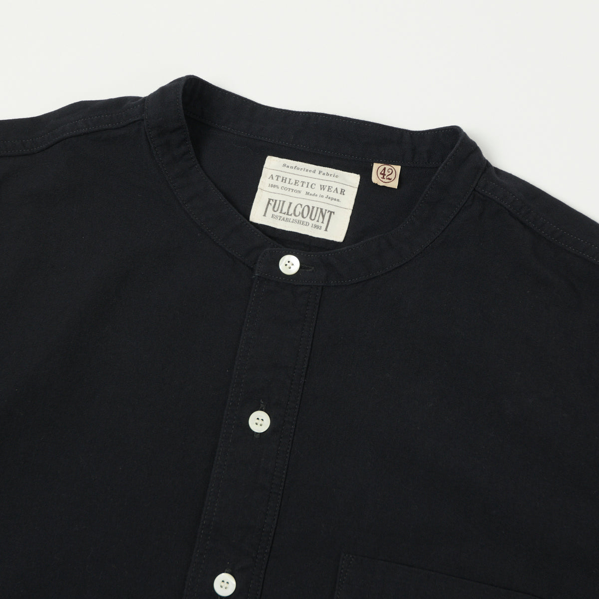 FULLCOUNT 4900 Stand Collar Pullover Chambray Shirt - Black