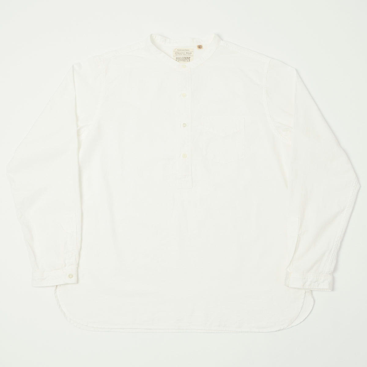 FULLCOUNT 4900 Stand Collar Pullover Chambray Shirt - White