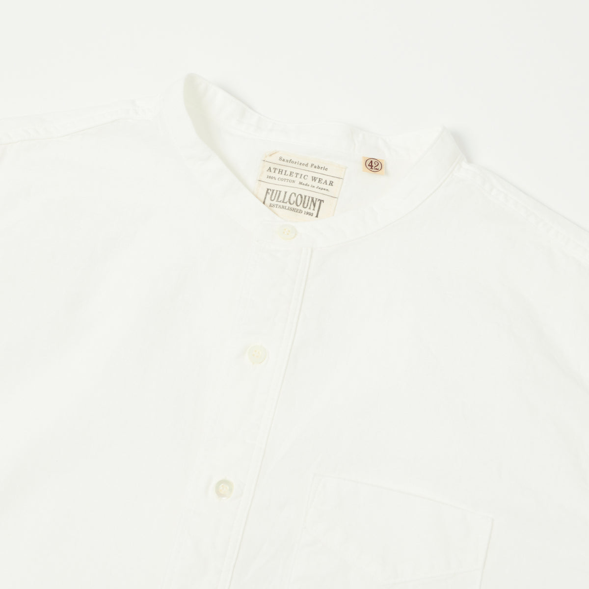 FULLCOUNT 4900 Stand Collar Pullover Chambray Shirt - White