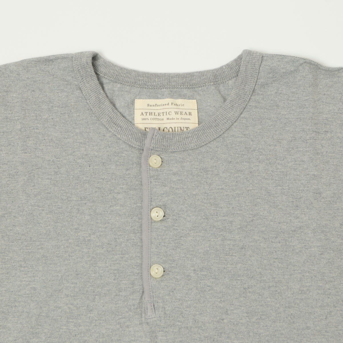 FULLCOUNT 5222H Flat Seam Heavyweight Henley - Heather Grey