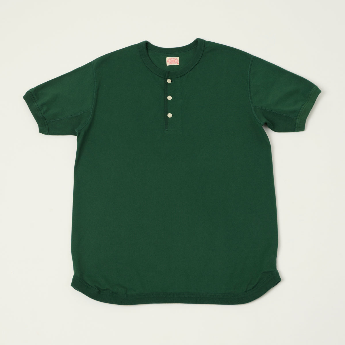 FULLCOUNT 5222H Flat Seam Heavyweight Henley - Dark Green